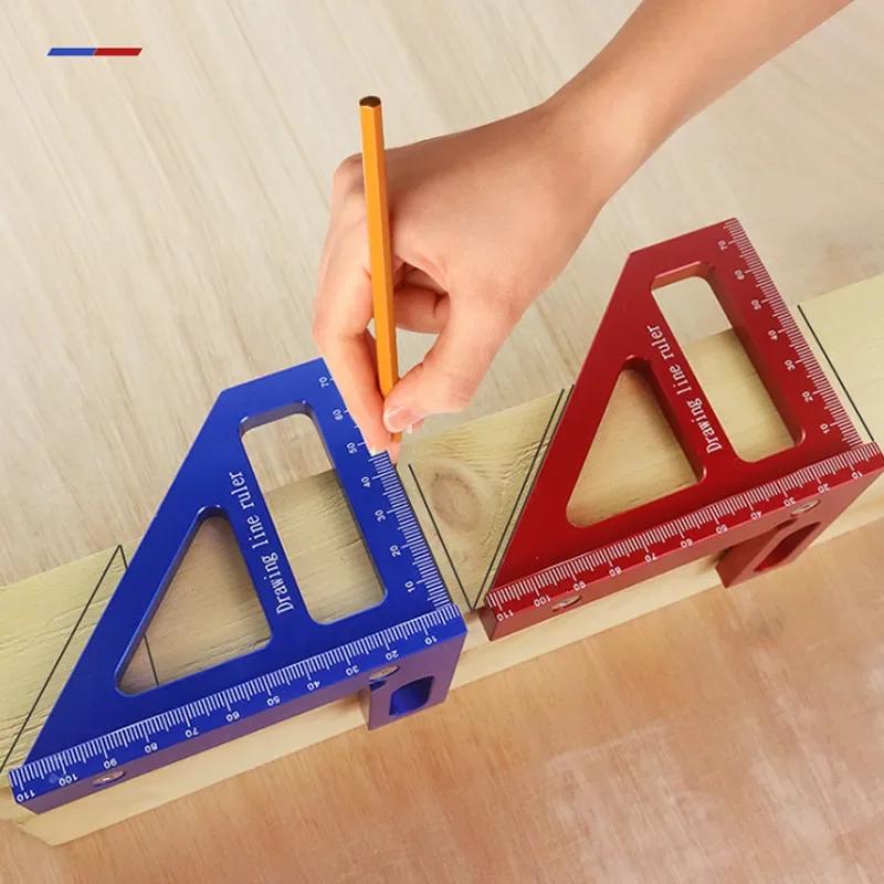45°90° Aluminum Multi-Angle Measuring Ruler Square Protractor for Woodworking Miter Triangle-Ruler Utility Tracing Meter Tool