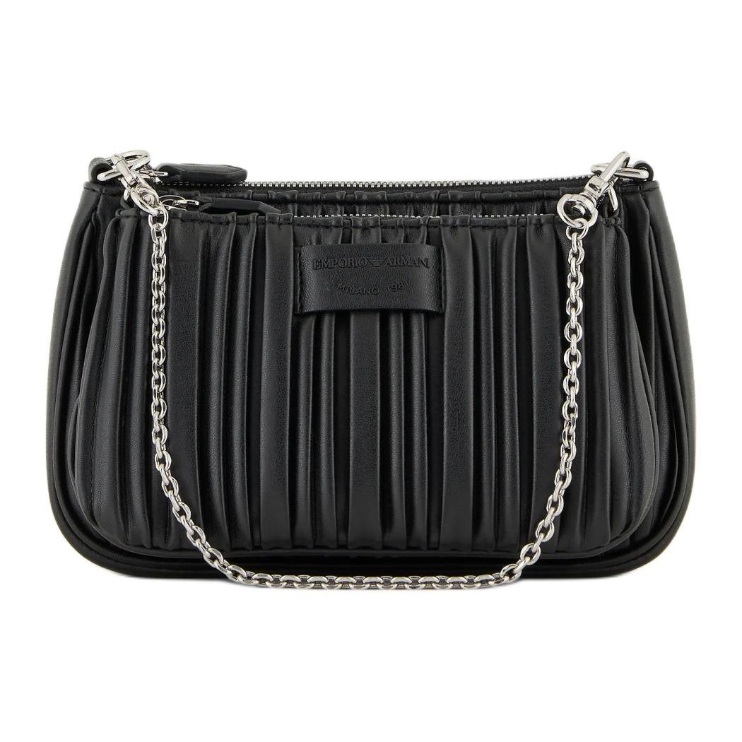 

Emporio Armani Mini Pleated Zipper Recycled Faux Nappa Leather Crossbody Shoulder Bag Women Bags Black Y3H317-YWQ4E1-80001 Basic Set (Bag+Dust Bag)