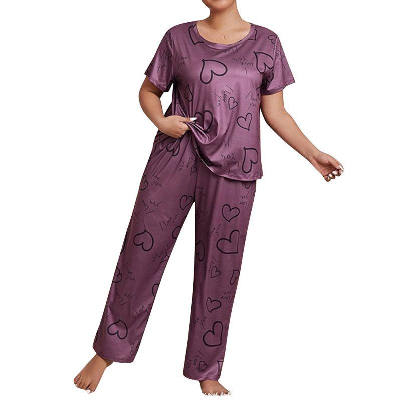 

Женские пижамные комплекты больших размеров, повседневная свободная футболка с коротким рукавом и брюки, домашняя одежда 4XL