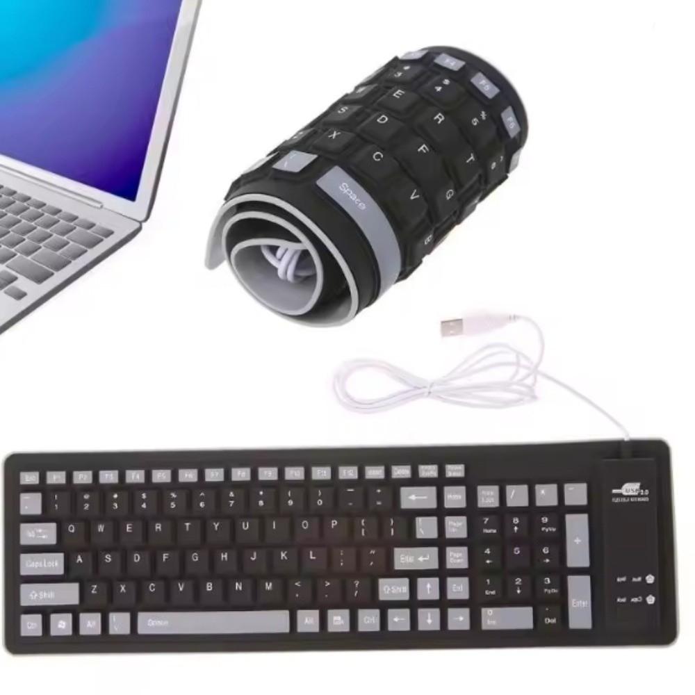 103 Keys Flexible Keyboard Soft Silicone Wired Keyboard USB Interface USB Keyboard  Home Use