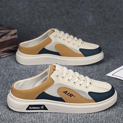 2024 New Men's Casual Shoes Mesh Breathable Sports Shoes Summer Half Slippers Men Outdoor Beach Slippers Versatile Trendy Shoes