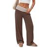 Damen High Waist Weite Hosen Weiche Lässige Color Block Hosen