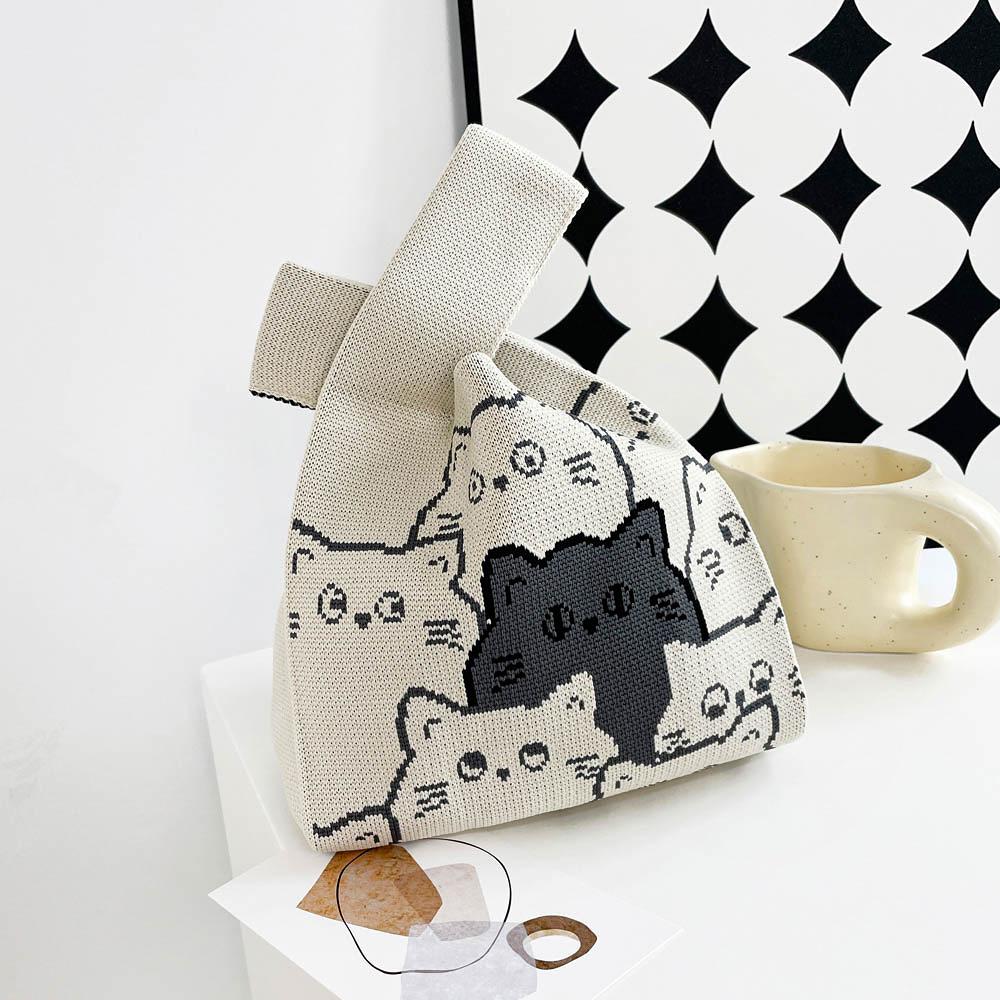 Large Capacity Knitted Bag Women'S Knitted Handbag Tote Bag Portable Storage For Outdoor Use Soft Woven Versatile And Cute Bag