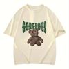 Men's Loose 100% Cotton Bear Graphic Print T-shirt Casual Short Sleeve Crew Neck Tee Men's Clothing for Outdoor