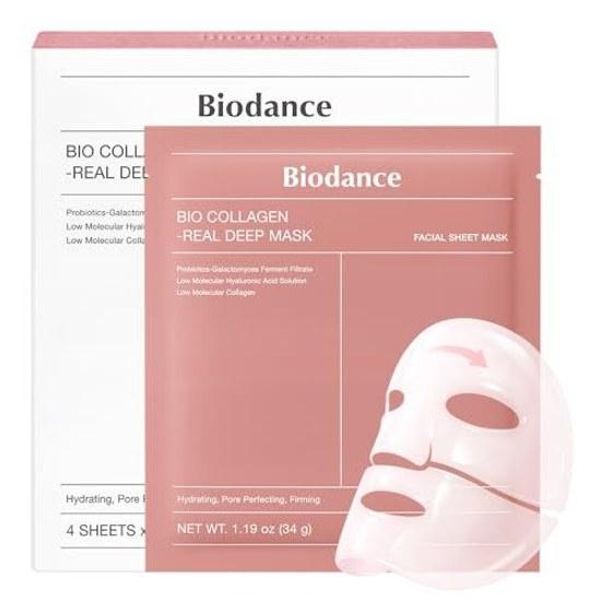 Bio Dance Official Collagen Real Deep Mask (4 sheets) Face Pack Hydrogel High Moisture Firmness Shine Pore Care Non-greasy Dry Sensitive Skin Korean