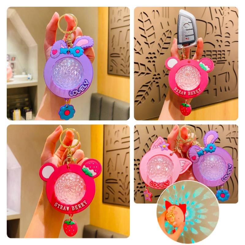 Creative Cartoon Colorful Atmosphere Light Keychain For Couples Wholesale Mini Gifts