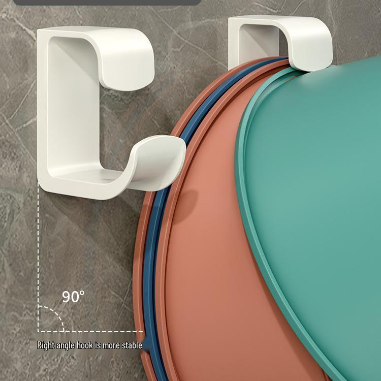 No-Punch Basin & Dishwashing Rack: Wall-Mounted Bathroom & Toilet Organizer with Sticky Hooks