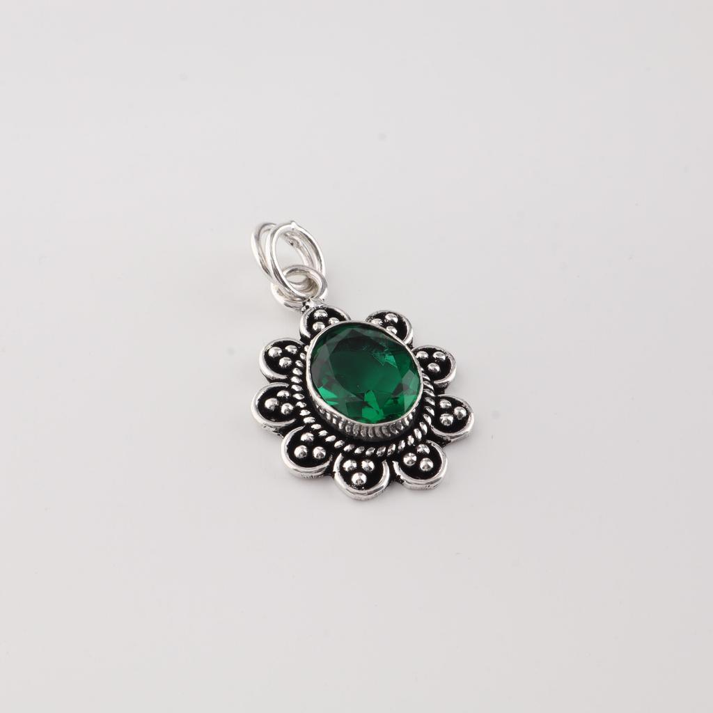 Chrome Diopside Gemstone 925 Sterling Silver Jewelry Handmade Beautiful Pendant 1.37" For Her CP-40-2