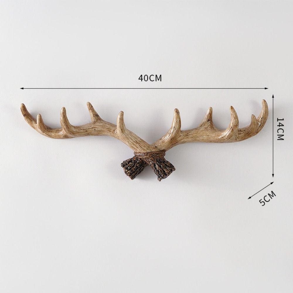 Wall Mounted Deer Horn Decorative Hook Resin Wall Keys Holder Craft Antler Statue  Clothes