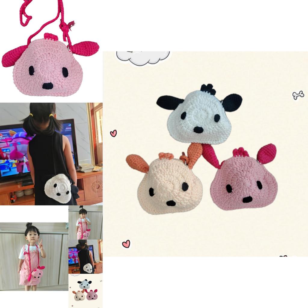 Adorable Cartoon Shoulder Bag For Kids Cute Knitted Animal Pattern Preschool Use