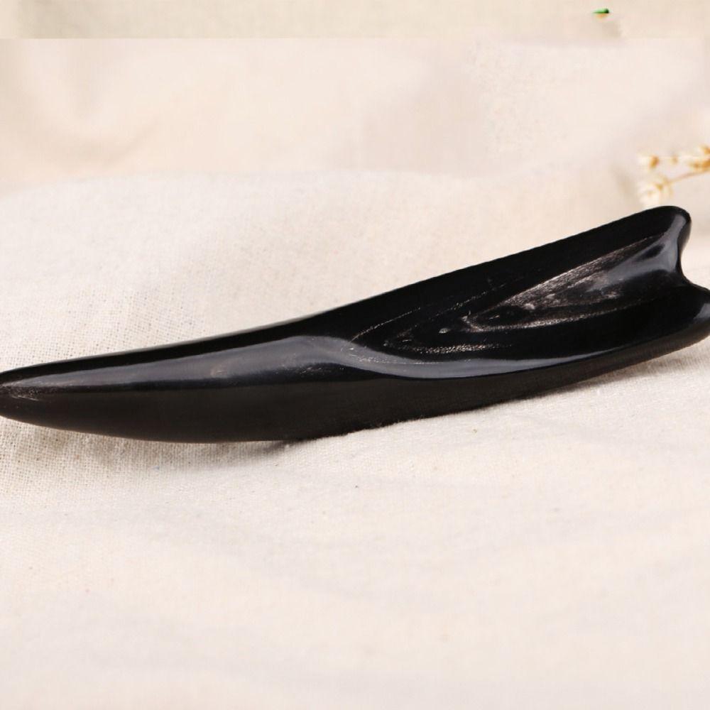 Natural Black Buffalo Horn Massage Stick Large Meridian Acupressure Pen Massage Scraping Bar  SPA
