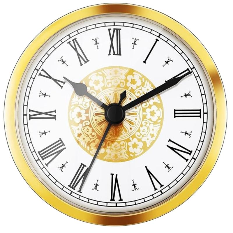 

Round Clock Small Clock Insert Roman/Arabic Numerals Gold/Silver Trim For Craft And Replacement Clocks 70mm 80mm 90mm