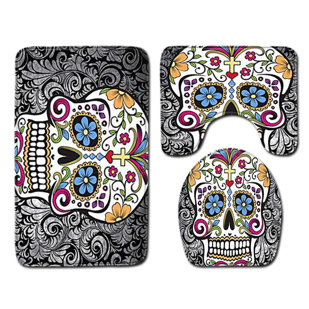 Toilet Three-Piece Floor Mat Bathroom Toilet Carpet Doormat