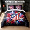 Set Biancheria da Letto Design Atletico Madrid 1 Copripiumino + 2 Federe Morbido Traspirante Biancheria da Letto per la Casa