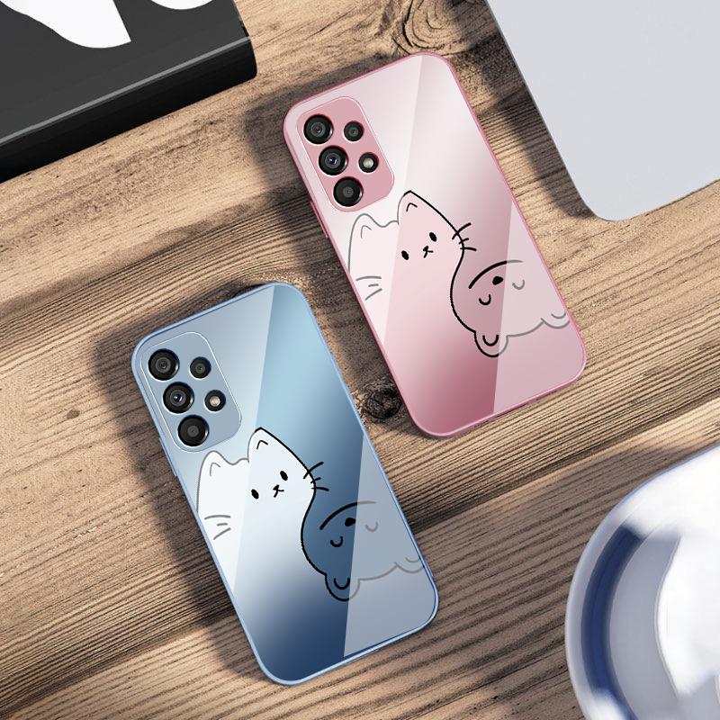 Advanced Cat Color For Samsung Galaxy S10 4G S20 11E 30 S21 21 22 S24 Fe Pro S23 S25 Ultra 5G S9 Tempered Glass Phone Case