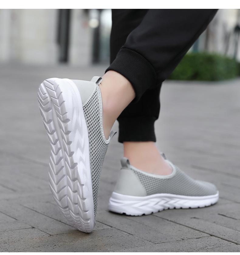 Men's Plus Size Summer Breathable Slip-on Mesh Shoes - Lightweight Soft Sole for Walking, Travel, Sports