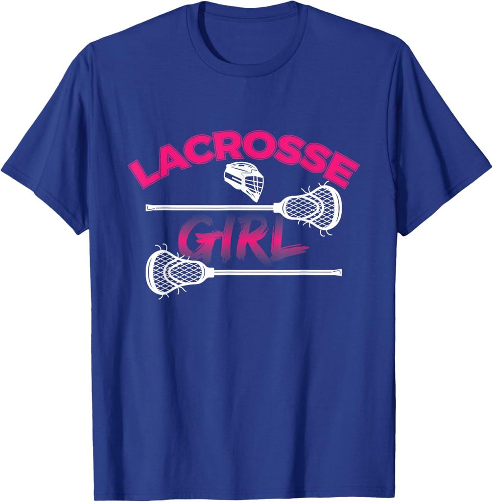 T-shirt Graphique Fille Lacrosse Respirant Manches Courtes Décontracté pour Femmes