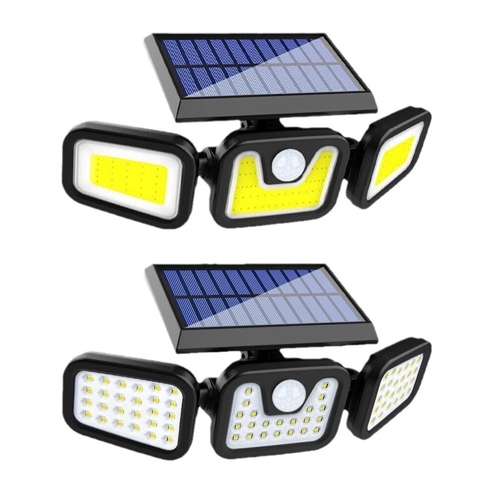 Rotating Three-Head Solar Outdoor Waterproof Wall Light with Motion Sensor