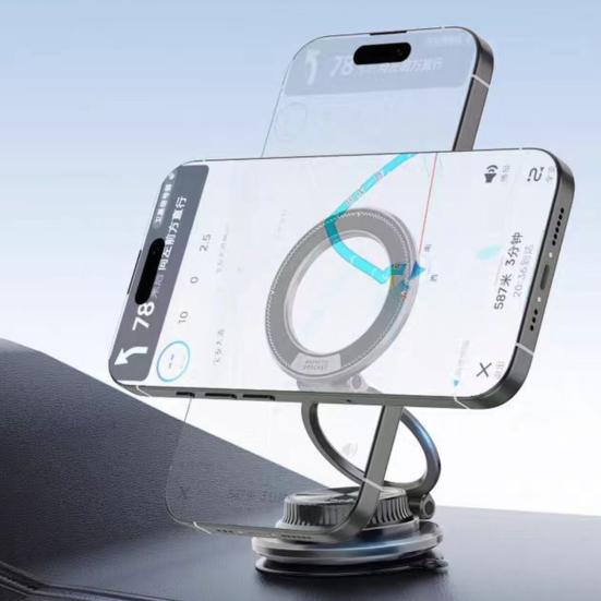 Magnetic Phone Holder 360° Universal Rotation Adjustable Car Mount Strong Vacuum Suction Foldable Ultra-Thin Phone Stand for Windshield Table Top