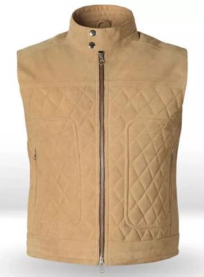 Real Beige Suede Stylish Waistcoat Western Vest Coat Men Handmade Lambskin Leather Jacket