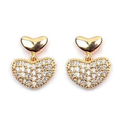 [M8973] - Gold Plated 'Love' Earrings - 11x9 Mm
