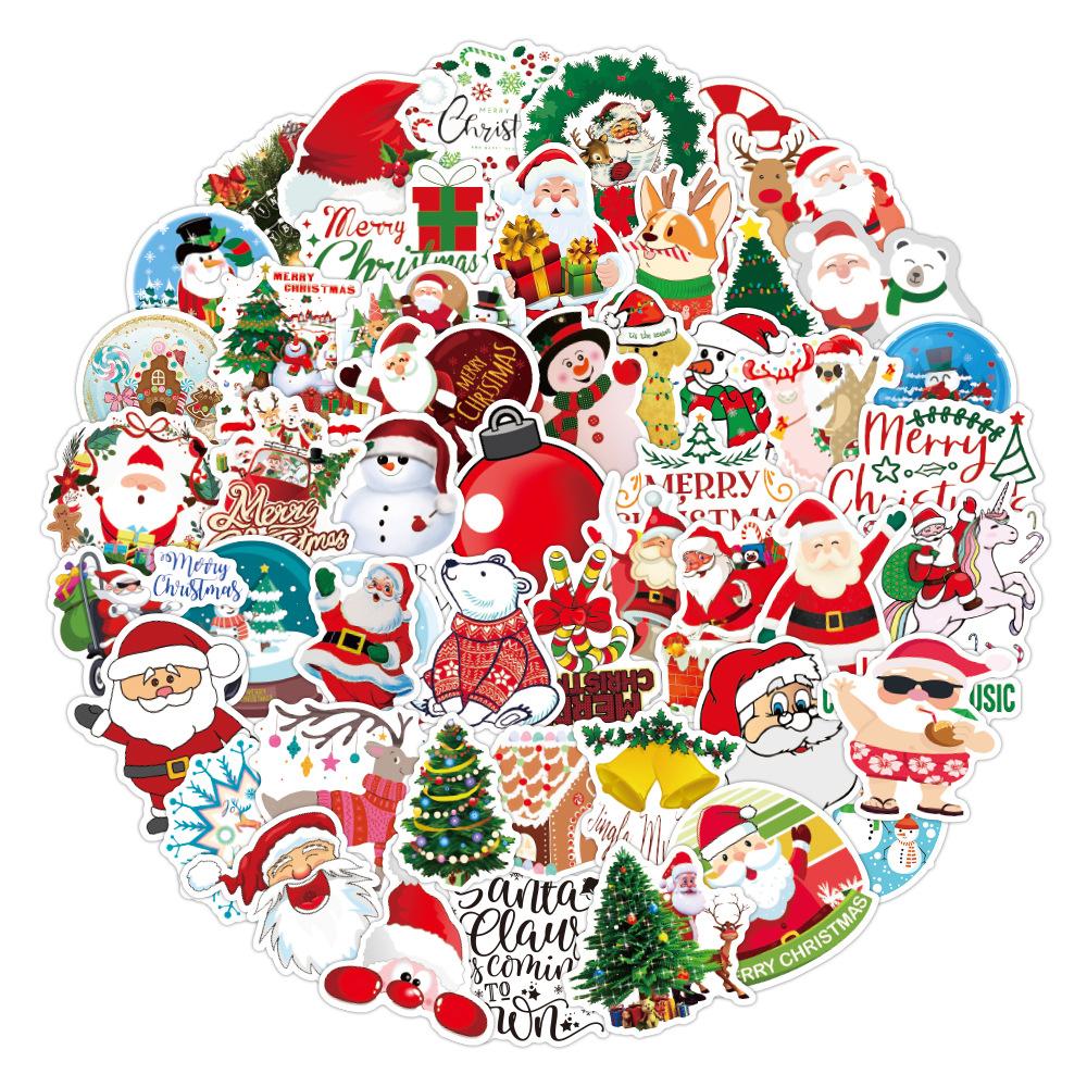 50Pcs Cartoon Christmas Stickers For Multi-Surface Decor (Wall Luggage Guitar)