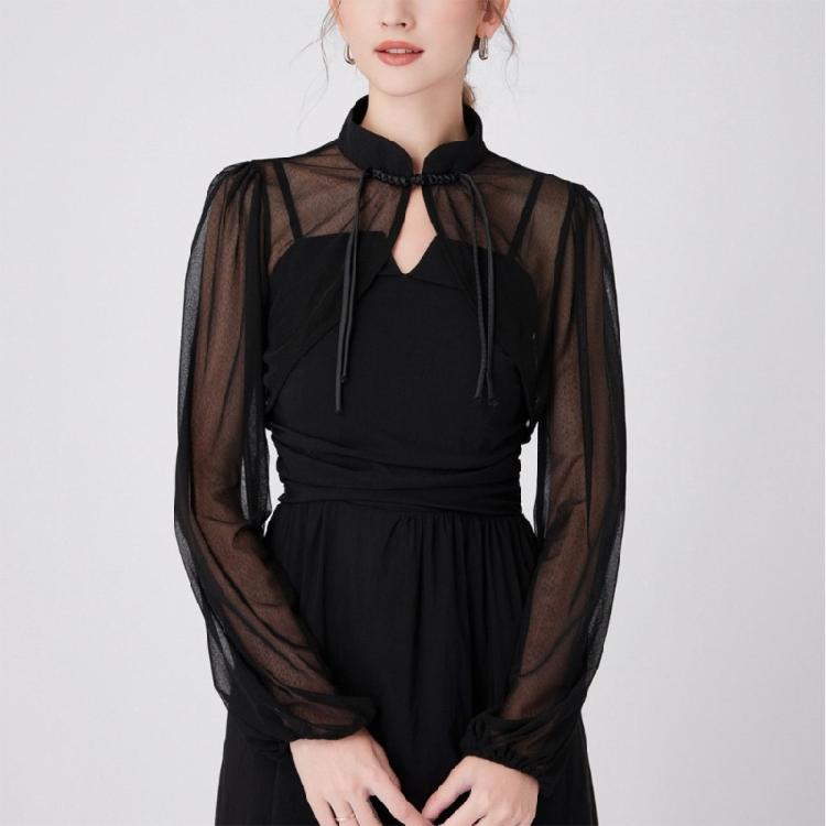 Long Sleeve Shawl Collar for Women Breathable Tulle for Camisole Dress