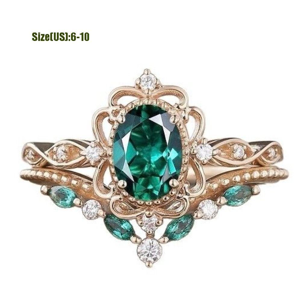 Smyckestillbehör Strassringar Gröna Kristallringar Modeaccessoar Zirkonringar Kvinnor