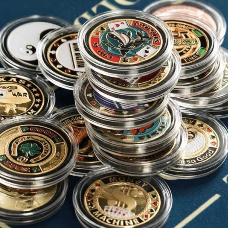 Texas Hold'em, Kovové tlakové karty, Šťastné mince, Kódy domů s blindy, dealer, Plný tlak all-in, žetony, tlakové karty