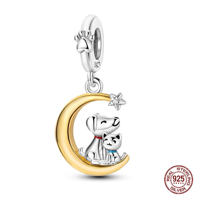 Copper Golden Series Star Moon Pyramid Sunflower Charms Beads Fit Qikaola Original Bracelet Luxury Diy Jewelry Gift