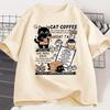 Funny Cat Make Coffe Print T Shirt for Unisex WOMEN Tshirt Summer Loose Cotton Short Sleeve Trendy Y2k Tops Unisexs Designer Clothes