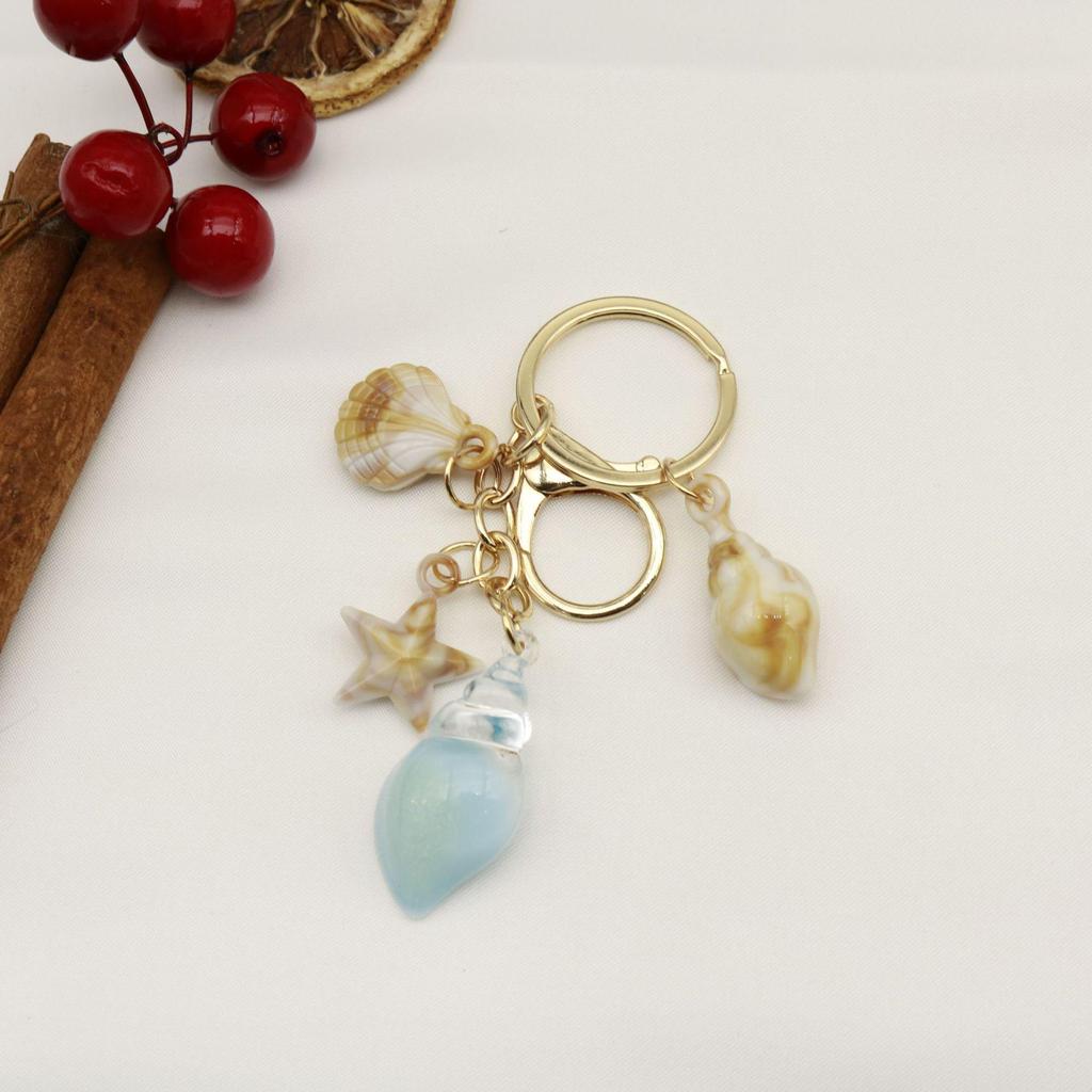 Seaside Shell & Starfish Keychain Pendant