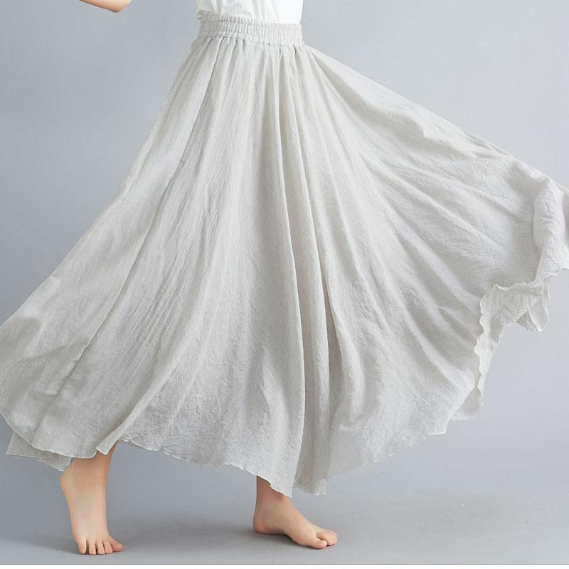 Fashion Solid Cotton Linen Women Skirts Maxi Elegant Harajuku Saia Casual Loose Long Skirt Ladies Clothes Faldas Ropa Mujer