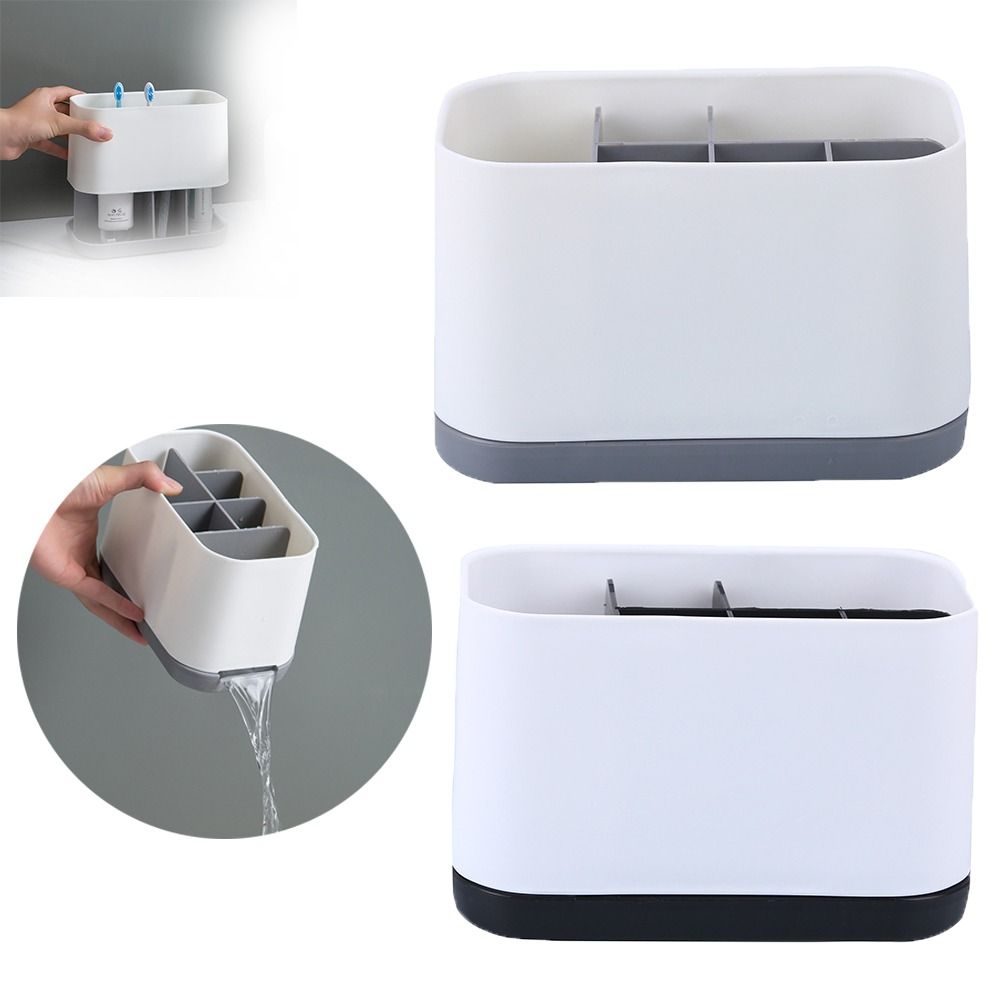 Portable Bathroom Toiletries Storage Rack Grid Toothbrush Racks Electric Toothbrush Storage Box