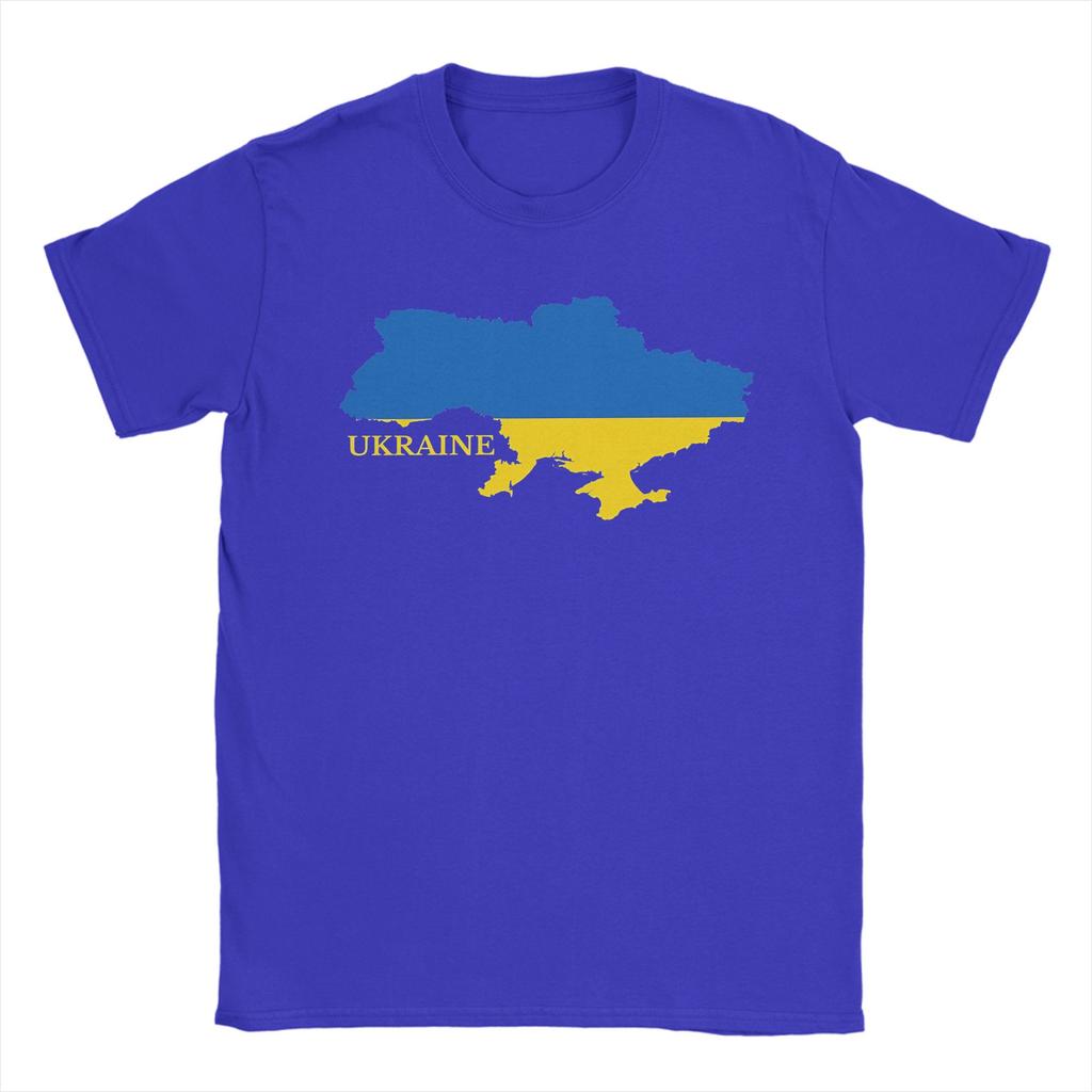 Ukraine Flag Map TShirts Unisex  Creative Pure Cotton Tee Shirt Crew Neck Short Sleeve T Shirts Printed Clothing
