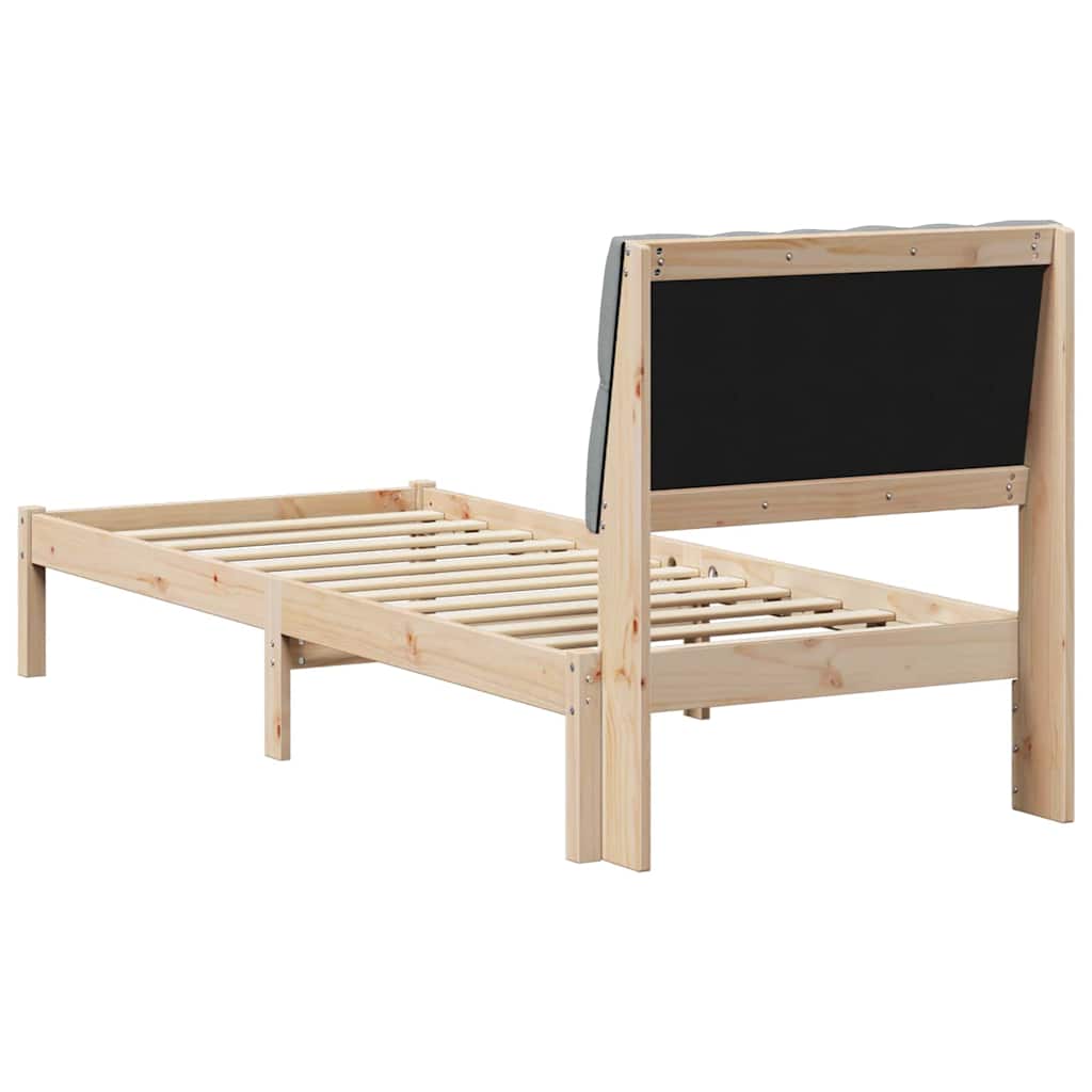 Bed Frame with Padded Headboard Brown 75 x 190 cm