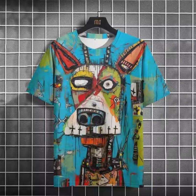 

Новий літній чоловічий кольоровий кришталевий камінь Hd 3d-друк модний повсякденний вільний O комір великого розміру дихаючий індивідуальний верхній одяг 6XL