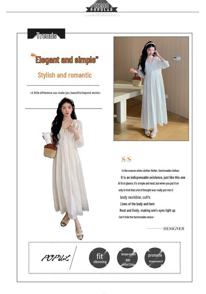 2026 New Style Korean Embroidered Plus Size Maternity Dress for Spring/Summer