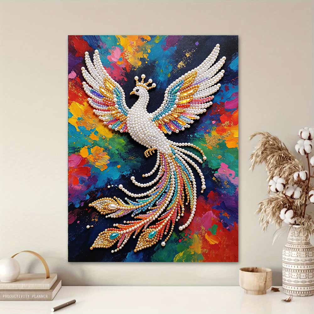 Handmade Colorful Peacock Pearl DIY Painting Creative Interior Wall Art Fine Gift For Household Home Space Beautification Masterpiece Wall Decor