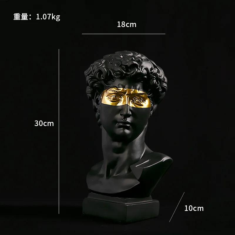 

Classical David Head Resin Bust Sculpture, European Style Art Sketch Practice Model, Modern Home Office Desktop Decor Ornament чорний