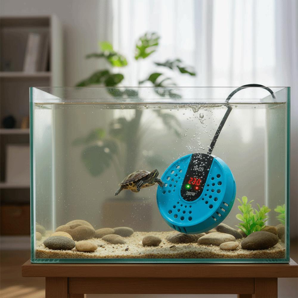 17-34°C Aquarium Turtle Heater Low Water Level Adjustable Fish Tank Submersible Heater LCD Display Temperature Controller