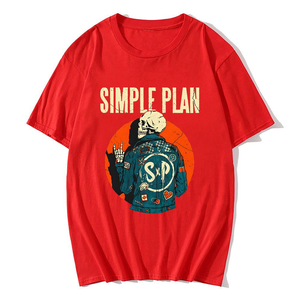 SKELETON JACKET T-SHIRT SIMPLE PLAN Band Design Print Tshirts Unisex Streetwear O-neck Summer Short Sleeve Male Tees Graphic Tee