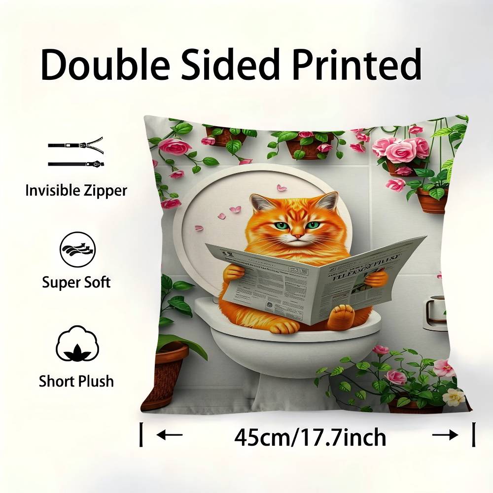 Creative Animal Toilet Flower Cushion Cover Pillow Cover Decor Pillowcase Printed Cushion Case For Couch