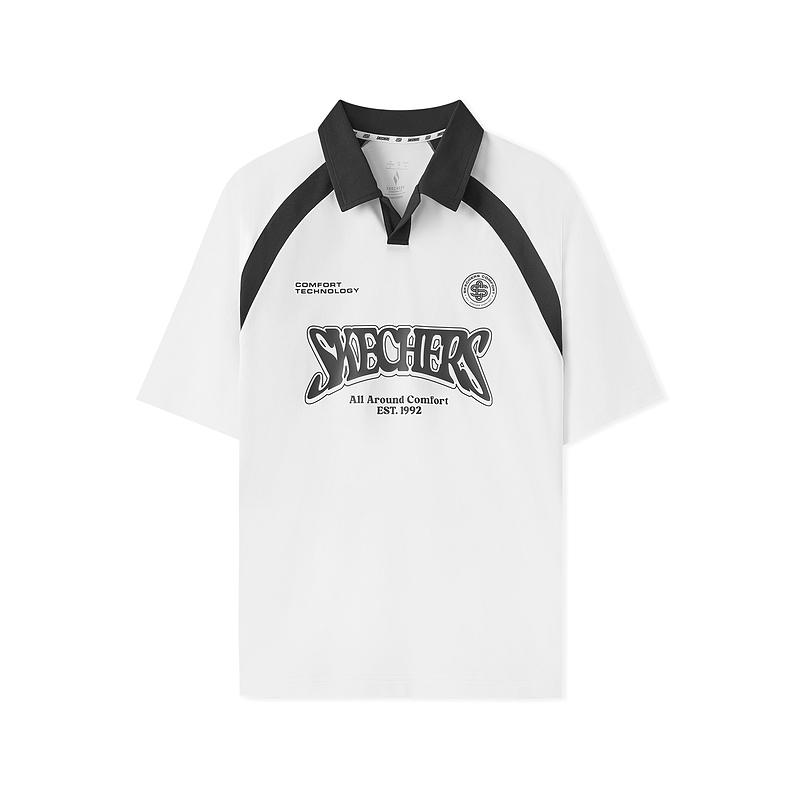 Skechers Fashionable Comfortable Versatile Quick-Drying Breathable Short Sleeve Polo Shirt Unisex tops Bright-White L225U040-0019 S