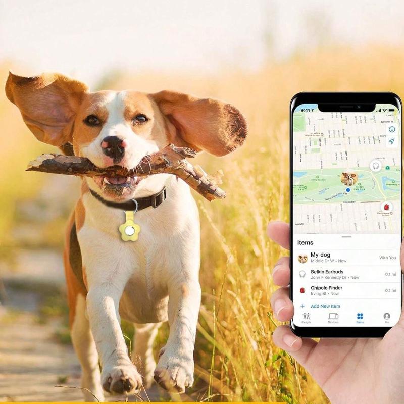 Flower Shaped Silicone Protective Case Compatible With Apple Airtag Tracker Anti-Lost Device For Dogs,Cats And Other Pets(Airtag Not Included)--Pink