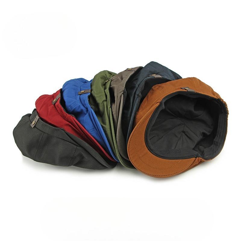 Vintage Octagonal Newsboy Cap for Men Women Retro Plain Solid Color Baker Boy Beret British Cabbie Flat Ivy Cap Side Button Accent