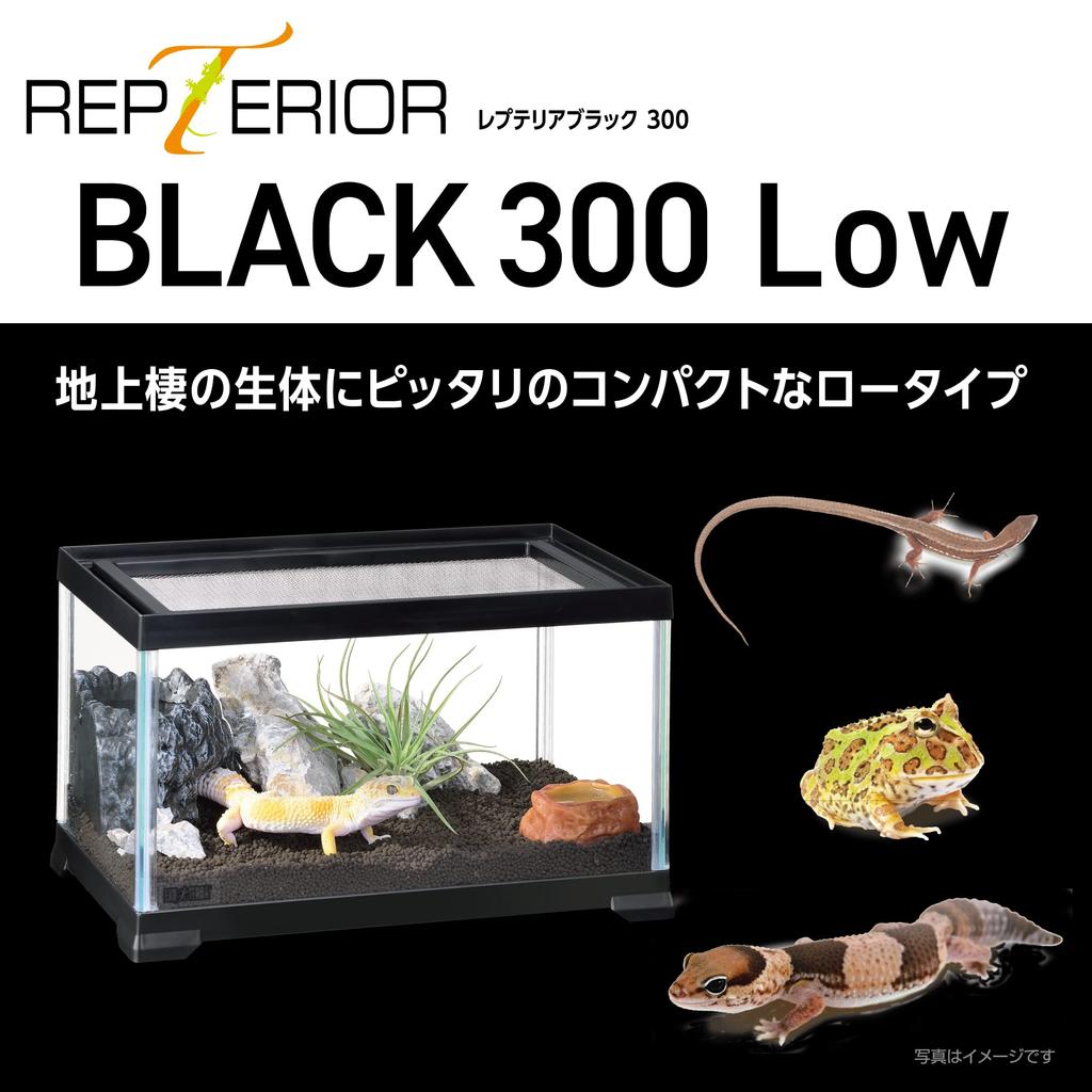 EXO TERRA Exo Terra Repteria Black 300Low Small Reptile Glass Cage Black Frame X D20 X Breeding Cage W31.6 H19.2cm Reptile/Amphibian