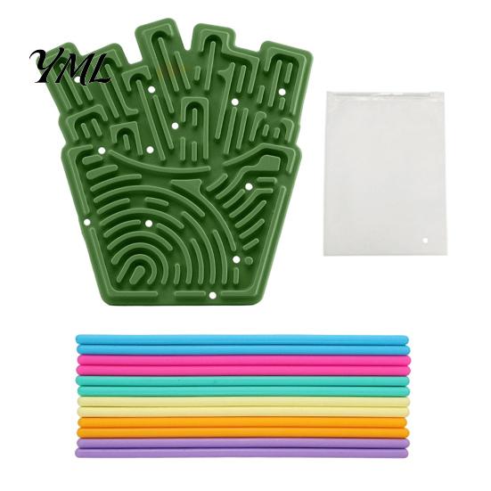 Toddlers Sensory Toys Silicone Activity Board, Christmas Tree Rainbow Ice Stick French Fries Stress Relief Tools Board with Strings, Silent Fidget Toy
