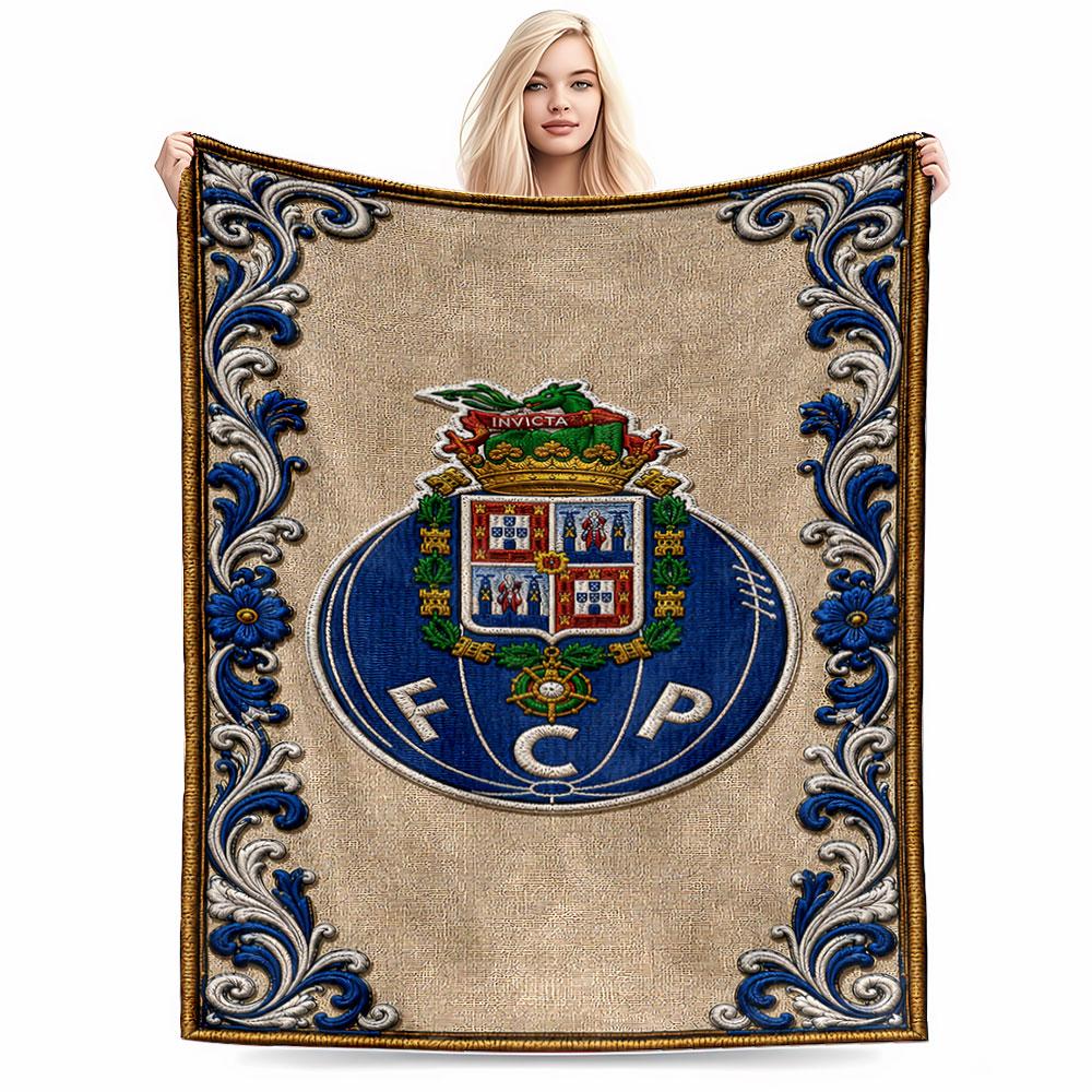 Blaue verzierte FCP Logo Decke für alle Jahreszeiten Decke Mittagspause Überwurf Geschenk