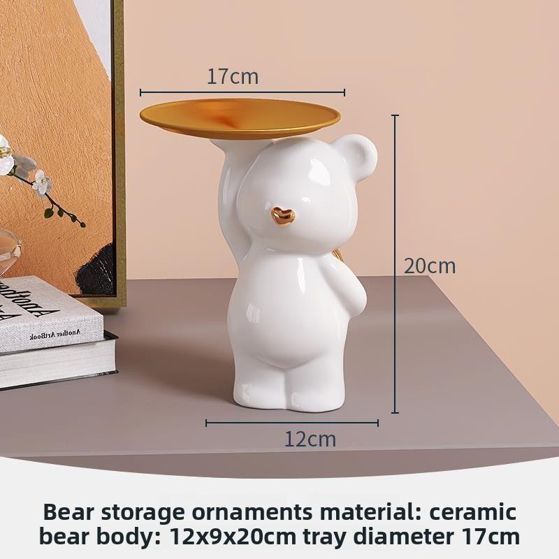 Cute Bear Home Key Storage Rack, Shelf Ornament, Light Luxury Entrance Decoration, Wine Cabinet Decoration Ins Style